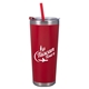 aerial view a red 20 oz all season vacuum insulated stainless steel tumbler, image 1 of 2