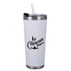 aerial view a white 20 oz all season vacuum insulated stainless steel tumbler, image 1 of 2