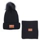 aerial view a black leeman ribbed knit winter duo, image 1 of 2
