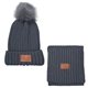 aerial view a gray leeman ribbed knit winter duo, image 1 of 2