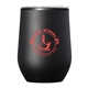 aerial view a black 12 oz budget stemless wine tumbler with lid, image 1 of 2
