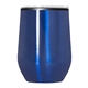 aerial view a blue 12oz budget stemless wine tumbler with lid, image 1 of 2