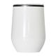 aerial view a white 12oz budget stemless wine tumbler with lid, image 1 of 2