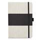 aerial view a black fabric soft cover journal notebook 5.625 x 8.375, image 1 of 6