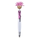 aerial view a pink moptoppers screen cleaner with stethoscope stylus pen, image 1 of 6