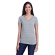 aerial view a hth gry inv strp threadfast apparel ladies invisible stripe v - neck t - shirt, image 1 of 4