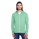 aerial view a green triblend threadfast apparel unisex triblend full - zip light hoodie, image 1 of 2