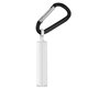 aerial view a white tube with black carabiner spf 15 lip balm in white tube with hook cap and carabiner, image 1 of 2
