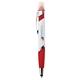 aerial view a red pms200 cynthia curvy triple pen - ballpoint / stylus / highlighter, image 1 of 3