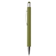 aerial view a green pms7495 lindsay ballpoint double pen with stylus, image 1 of 4