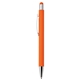 aerial view a orange pms1505 lindsay ballpoint double pen with stylus, image 1 of 4