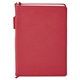 aerial view a red pms202 toscano genuine leather non - refillable journal notebook, image 1 of 7