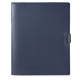 aerial view a navy blue pms532 giuseppe di natale refillable leather journal notebook, image 1 of 2