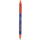 aerial view a navy barrel & orange trim bic clic pen, image 2 of 2