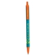 aerial view a teal barrel & orange trim bic clic pen, image 2 of 2