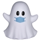 aerial view a white ppe ghost emoji stress reliever, image 1 of 4