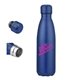 a matte blue 17 oz blue double - walled stainless steel bottle w / leakproof screw - on cap
