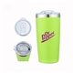 a green 20 oz green double - walled stainless steel tumbler, copper liner w / leakproof lid