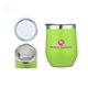 a green 12 oz green double - walled wine cup, stainless steel liner w / leakproof lid sipping hole