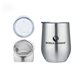 a silver 12 oz silver double - walled wine cup, stainless steel liner w / leakproof lid sipping hole