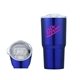 a blue 20 oz blue double - walled stainless steel tumbler w / leakproof lid slide closure