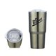 a grey 20 oz grey double - walled stainless steel tumbler w / leakproof lid slide closure