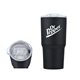 a matte black 20 oz matte black double - walled stainless steel tumbler w / leakproof lid slide closure