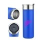 a blue 18 oz blue double - walled stainless steel tumbler w / leakproof screw - on lid