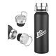 a black 20 oz black double - walled stainless steel tumbler w / leakproof screw - on lid, carry ring