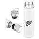 a white 20 oz white double - walled stainless steel tumbler w / leakproof screw - on lid, carry ring