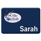 a white chicago express name badge (standard size 2 x 3)