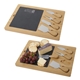 aerial view a natural bamboo slate cheese board set, image 1 of 4