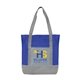 aerial view a blue 2738 glenwood - non - woven tote bag with 210d pocket - colorjet, image 1 of 2