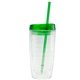aerial view a clear body with green tops and straws wave mug, image 1 of 2