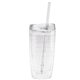 aerial view a clear body with clear tops and straws wave mug, image 1 of 2