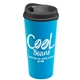 aerial view a black lid & cyan cup the roadmaster - 20 oz travel tumbler with auto sip lid, image 1 of 2