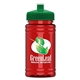 a green lid & transparent red bottle upcycle - mini 16 oz rpet sports bottle with push - pull lid - digital
