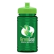 aerial view a lime green lid & transparent green bottle upcycle - mini 16 oz rpet sports bottle with push - pull lid - digital, image 1 of 2