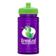 a lime green lid & transparent violet bottle upcycle - mini 16 oz rpet sports bottle with push - pull lid - digital