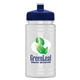 aerial view a navy blue lid & eco white bottle upcycle - mini 16 oz rpet sports bottle with push - pull lid - digital, image 1 of 2