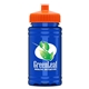 a orange lid & transparent blue bottle upcycle - mini 16 oz rpet sports bottle with push - pull lid - digital