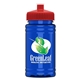 a red lid & transparent blue bottle upcycle - mini 16 oz rpet sports bottle with push - pull lid - digital