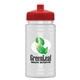 aerial view a red lid & eco white bottle upcycle - mini 16 oz rpet sports bottle with push - pull lid - digital, image 1 of 2