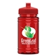 aerial view a red lid & transparent red bottle upcycle - mini 16 oz rpet sports bottle with push - pull lid - digital, image 1 of 2