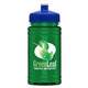 a royal blue lid & transparent green bottle upcycle - mini 16 oz rpet sports bottle with push - pull lid - digital