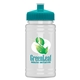 aerial view a teal lid & eco white bottle upcycle - mini 16 oz rpet sports bottle with push - pull lid - digital, image 1 of 2