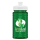 aerial view a white lid & transparent green bottle upcycle - mini 16 oz rpet sports bottle with push - pull lid - digital, image 1 of 2