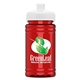 aerial view a white lid & transparent red bottle upcycle - mini 16 oz rpet sports bottle with push - pull lid - digital, image 1 of 2
