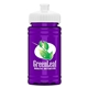aerial view a white lid & transparent violet bottle upcycle - mini 16 oz rpet sports bottle with push - pull lid - digital, image 1 of 2