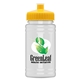 aerial view a yellow lid & eco white bottle upcycle - mini 16 oz rpet sports bottle with push - pull lid - digital, image 1 of 2